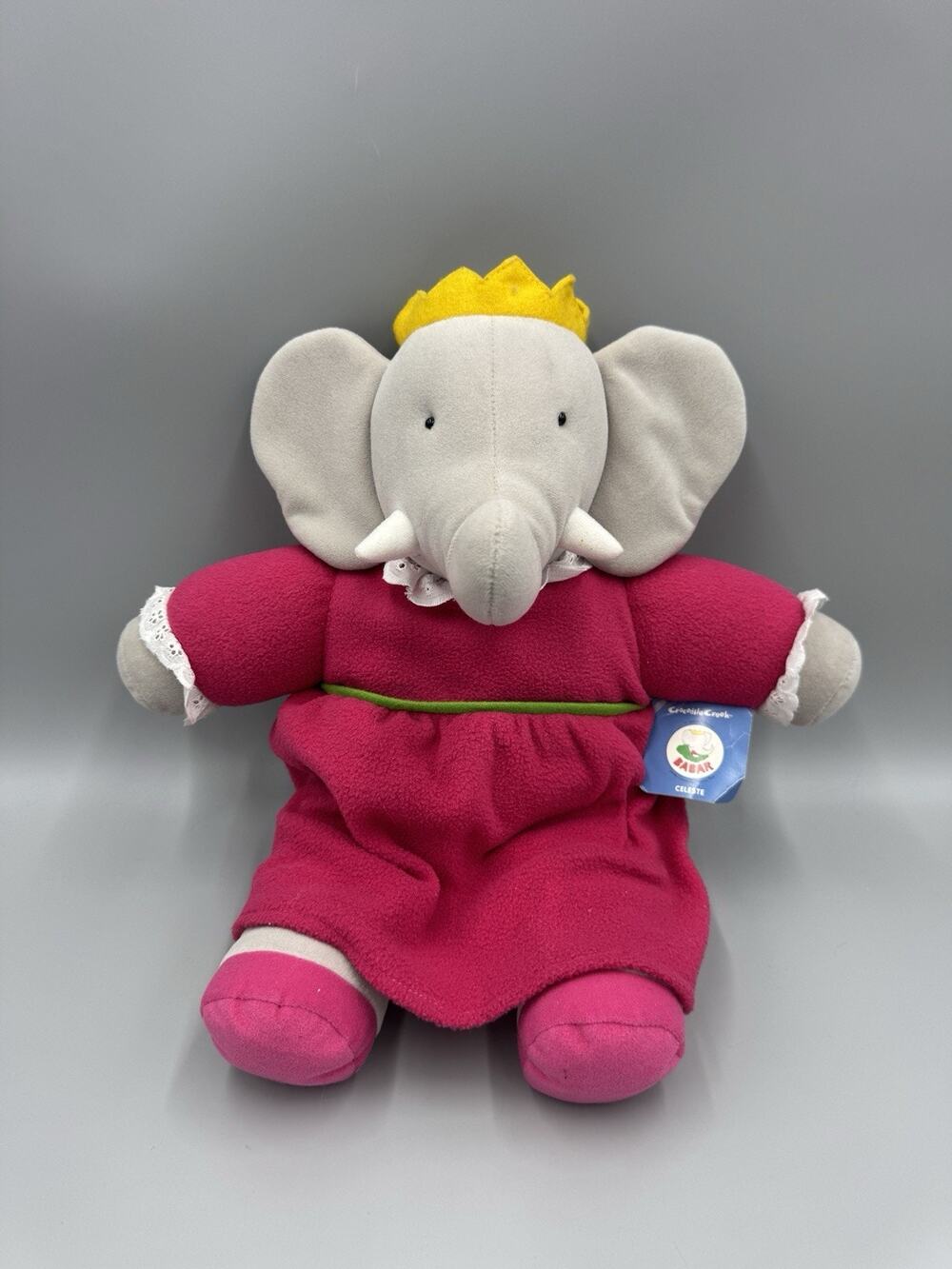 Vintage Babar Queen Celeste Plush Elephant 13” Stuffed Animal Crocodile Creek